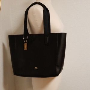 Womens Black Coach Pebble Leather Derby Tote